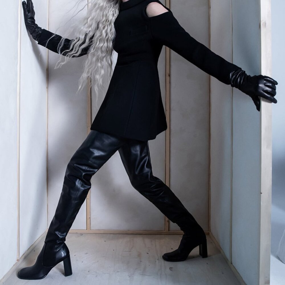 Zara Atelier Limited Edition Thigh High Leather Heeled Boots